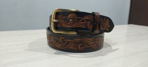 Ceintures en cuir de vachette pleine fleur, tannées végétalement, faites à la main, style western, avec boucle en alliage, vente en gros - Product Image 2