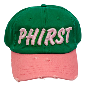 Gorra Deportiva PHIRST Verde y Rosa, Personalizada con Bordado, Ajustable, Unisex, de Béisbol, de Algodón Premium, Protección Solar, Fabricante OEM ODM - Product Image 1