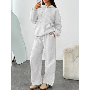 Survêtements décontractés pour femmes en polaire polyester/coton, à manches longues, respirants, à capuche et taille élastique, style automne personnalisé - Product Image 2