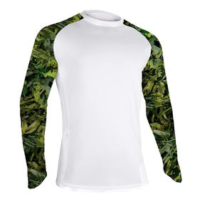 เสื้อยืดแขนยาวผู้ชายทรงสปอร์ต สีขาวน้ำเงิน พิมพ์ลายดิจิตอลด้านหน้า ระบายอากาศได้ดี แห้งเร็ว ทรงปกติ คอกลม ผ้าถัก - Product Image 5