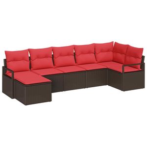 Juego de sofás de jardín de ratán sintético marrón de 7 piezas con cojines - Product Image 2