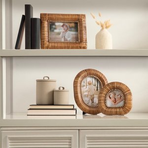 Custom Rattan Picture Frame Natural Cane Photo Frame <b>Wooden</b> <b>Border</b> Available in Different Shape Rustic Farmhouse Home Decoration - Product Image 6