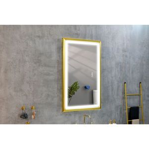 42x24 Inch LED Frontlit Bathroom Vanity <b>Mirror</b> Wall Mounted Metal Frame <b>Smart</b> Touch Button Anti Fog Memory Square Glass Square - Product Image 2