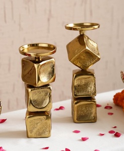 Set Of 2 Aluminum <b>Gold</b> Plated <b>Candle</b> Holder For Home Hotel Decorative In Customize Best Finish <b>Candle</b> Stand High Quality - Product Image 1