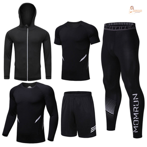 Vêtements de sport de compression pour hommes à manches longues, imprimés et unis, respirants, légers, coupe-vent, pour la course et le basketball, collection automne - Product Image 2
