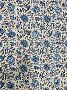 Tela de Algodón Estampada a Mano con Diseño Floral Azul Índigo – Material para Confección de Jaipur - Product Image 3