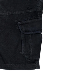 Men's <b>Black</b> Cargo Shorts Mid Waist Solid Color Canvas Casual Style Button Fly Breathable Pocket Design Bermuda Length - Product Image 4