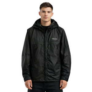 Veste coupe-vent thermoréactive à capuche pour homme, couleur changeante noir-vert, légère, streetwear Y2K, vestes pour hommes - Product Image 4