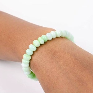 Natural Green Opal Smooth Stone <b>Beads</b> <b>Bracelet</b> Soft Finish Adjustable Length Gemstone <b>Bracelet</b> For Women Party Casual Style - Product Image 2