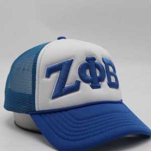 Casquette de camionneur Zeta Phi Beta ZPB brodée, casquette en maille bleue et blanche, casquette de baseball ajustable à fermeture snapback, élégante et décontractée - Product Image 4