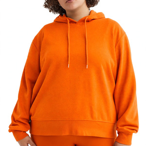 Sudadera con Capucha Oversize de Algodón Naranja Liso de Alto Gramaje, Forro Polar Transpirable, Estilo Urbano Personalizado, Casual de Invierno - Product Image 1