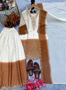 Women's Heavy Dual Tone Georgette Modern Digital Print Quick Dry Regular Fit Kurta/<b>Kurti</b> for Wedding Party Diwali All Seasons - Product Image 4