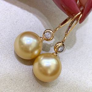 925 Pure Silver New Natural Black <b>Pearl</b> <b>Earrings</b> Pipa Knot Design with Strong Light Smooth Leather 11-12mm Round - Product Image 4