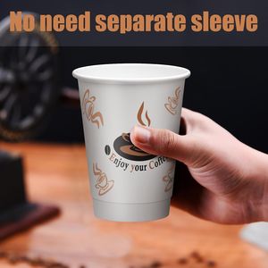 100-Pack 12 oz Insulated Go Coffee Cup Double Wall Disposable Paper Cups with Lids for Hot Drinks Daily Use - Product Image 2