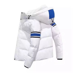 Chaqueta de plumón acolchada corta para hombre, de alta calidad, hecha a medida, con cuello alto con cremallera, parches y efecto brillante, de piel sintética, estilo burbuja, 2026 - Product Image 1