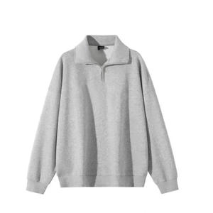 Sudadera de Forro Polar para Hombre, Color Azul Marino, Cierre de Cremallera de un Cuarto, Manga Larga, Cuello Alto, Estilo Otoñal, Tejido de Punto, Color Sólido - Product Image 3