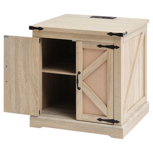 Modern Boho Style 24 Inch Farmhouse End <b>Table</b> Retro <b>Metal</b> PE Rattan Woven Wood Coffee <b>Table</b> <b>Folding</b> Storage End Coffee <b>Table</b> - Product Image 4