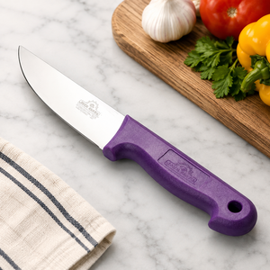 Cuchillo de Cocina BUCK KNIVES de 5 Pulgadas, Hoja de Acero Inoxidable, Mango de Plástico Morado, Cuchillo de Cocina Moderno y Duradero para Uso con la Mano Derecha - Product Image 1