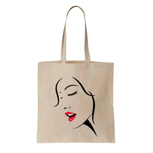 Bolso Tote reutilizable de lona de algodón orgánico biodegradable con logotipo impreso personalizado y asa de transporte al hombro - Product Image 5