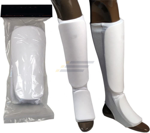 Protège-tibias en néoprène blanc pour la boxe, équipement de protection élastique à enfiler, respirant, couleur unie, pour homme adulte - Product Image 5