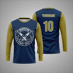 Camiseta deportiva de manga larga con sublimación personalizada – Camiseta de entrenamiento atlético con impresión de número y nombre de equipo personalizados - Product Image 1