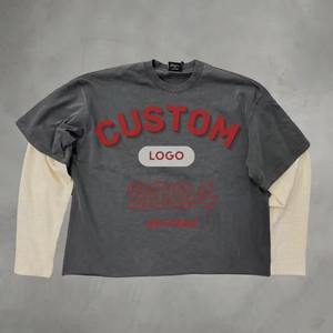 เสื้อยืดแขนยาวผู้ชายผ้าคอตตอน 100% พิมพ์ลาย DTG คุณภาพสูง แบบถักสองชั้น ระบายอากาศได้ดี กันยับ สีพื้น - Product Image 5