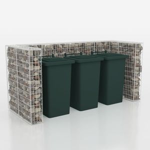 Gabion Steel Triple Wheelie <b>Bin</b> Surround 98.4"x39.4"x47.2" for <b>Waste</b> <b>Bins</b> - Product Image 3