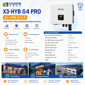 Onduleur solaire hybride monophasé <span class=keywords><strong>SolaX</strong></span> <span class=keywords><strong>12kW</strong></span> X3-HYB G4 PRO 3 MPPT 20A 200% surdimensionnement 200% EPS IP66 Commercial AC - Product Image 2