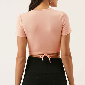 Nueva Camiseta Corta de Algodón para Mujer, Exportador Mundial, Estilo Holgado, Transpirable, Bordado, Suave, Ropa Urbana de Verano - Product Image 4