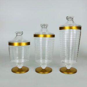 Organizador de tarros de dulces multifuncional moderno transparente y dorado acrílico, bote de almacenamiento - Product Image 4