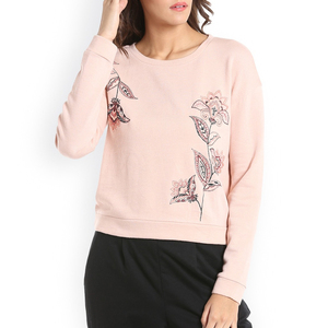Nouveau design, sweat-shirt en coton uni pour femme, prix de gros, tricoté, décontracté, respirant, col rond - Product Image 5