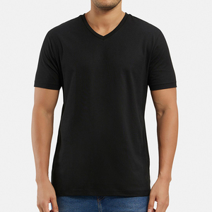 Nouveau T-shirt décontracté pour homme 100 % coton à col rond et manches courtes, anti-plis et respirant, imprimé uni, nouveau design respirant - Product Image 2