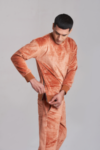 Men's <b>Velour</b> Breathable Knitted Sweatshirt Set Geometric Pattern Half-zip Long Sleeve <b>Jogger</b> Pants Casual Winter Wear 100% - Product Image 3