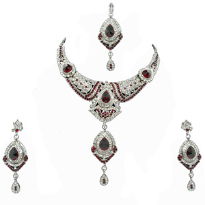 Vintage Style <b>Crystal</b> Zircon Alloy Jewelry <b>Set</b> Necklace Earrings Headpiece Women Engagement Wedding Anniversary Party Gift - Product Image 3