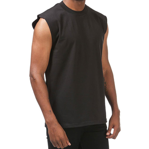 T-shirts de sport pour hommes de qualité supérieure, coupe ample et courte, sans manches, personnalisés, noirs - Product Image 3