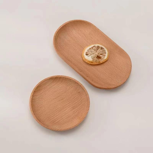 14CM Diameter Simple Japanese Beech Wood Fresh Fruit Pallets Wooden Round <b>Breakfast</b> Tray for Home Serving Wholesale - Product Image 6