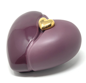 Urna Conmemorativa para Cenizas en Forma de Corazón Bicolor Color Granate, Corazón para Cenizas Funerarias de Metal Latón/Aluminio - Product Image 6