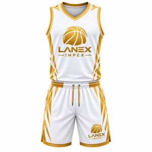Custom <b>Gold</b> Basketball Jersey and Shorts Set for Men High Quality Breathable Athletic Uniform Personalized Team Names and <b>Number</b> - Product Image 1
