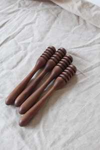 Hand-Turned Wooden Honey Dipper: Walnut or Oak, Natural Finish - Product Image 1