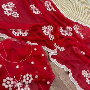 Dernier concepteur de fil de soie en organza doux Saree de travail par Fab Zone - Product Image 1