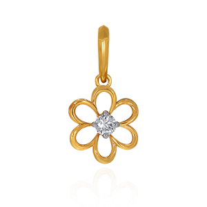 Pendentif en or jaune avec diamant rond brillant cultivé en laboratoire, charme minimaliste pour un usage quotidien - Product Image 1