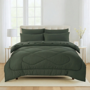 Juego de Edredón Olive Reversible con Patrón Azul y Blanco, Cosido, 100% Algodón T-150, Transpirable para Todas las Estaciones, Uso Doméstico - Product Image 4
