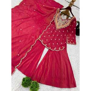 Conjunto de ropa de estilo indio y paquistaní con bordado de diseñador y Dupatta - Product Image 4