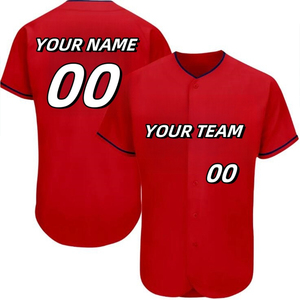 Camiseta de Béisbol Roja Personalizada Unisex de Manga Corta con Impresión por Transferencia de Calor, Transpirable, de Poliéster, con Nombre del Equipo, Nombre del Jugador y Número 00 - Product Image 1