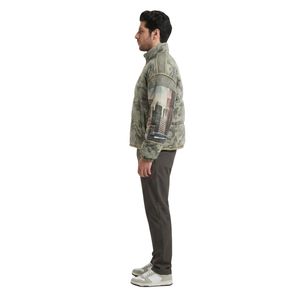 Wholesale High Quality Waterproof Breathable 100% Polyester Long Stand Collar Streetwear Front Logo Casual Puffer <b>Jacket</b> - Product Image 3