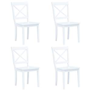 Juego de 4 sillas de comedor de madera de caucho macizo blanco, tamaño estándar - Product Image 1