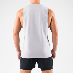 เสื้อกล้ามออกกำลังกายสีขาวสำหรับผู้ชาย เสื้อแขนกุด โพลีเอสเตอร์ 100% เสื้อผ้าลำลองฤดูร้อน เสื้อกล้ามผู้ชาย - Product Image 2