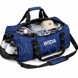 Sac de sport de grande capacité, compartiment pour chaussures, imperméable, polyester, fermeture éclair, écologique, léger, personnalisé - Product Image 4