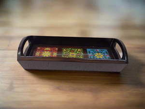 Bandeja de Servir de Madera de Diseño Moderno, Bandeja para Té y Café de Alta Calidad, Hecha a Mano con Recubrimiento de Esmalte, Bandejas Personalizadas con Impresión, FWE Falak World - Product Image 2
