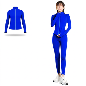 Conjunto Deportivo Vintage para Mujer, Cuello Alto, Ajustado, Cortavientos, Transpirable, Tallas Grandes, Chaqueta Larga para Running, Fitness y Pilates - Product Image 4